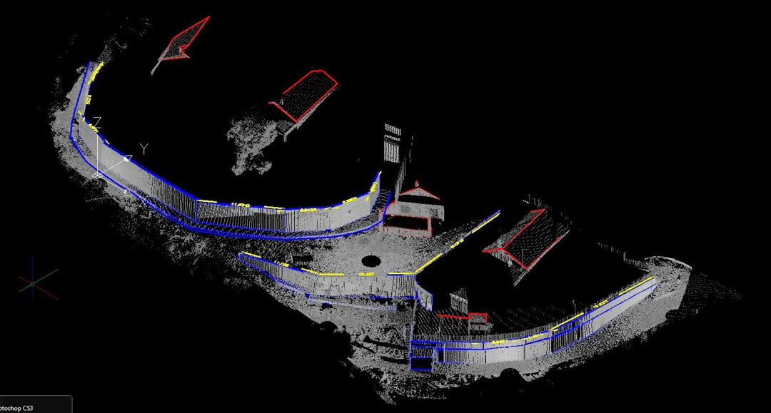 Rilievo laser scanner 3d - Versante muro di contenimento - Vieste - Archimeter